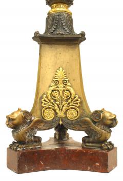 Pair of French Empire Bronze and Rouge Marble Candelabras - 4630761