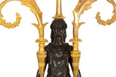 Pair of French Empire Gilt Patinated Bronze Three Light Candelabra ca 1815 - 4502227