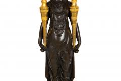 Pair of French Empire Gilt Patinated Bronze Three Light Candelabra ca 1815 - 4502231