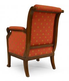 Pair of French Empire Silk Berga Arm Chairs - 1401933