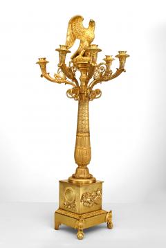 Pair of French Empire Style Bronze Dore Candelabra with Eagle Figures - 4199797
