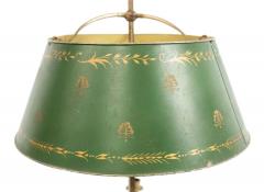 Pair of French Empire Style Bronze Table Lamps with Green Tole Shade - 4652790