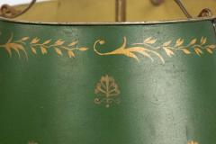 Pair of French Empire Style Bronze Table Lamps with Green Tole Shade - 4652791