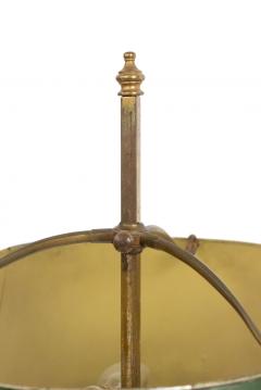 Pair of French Empire Style Bronze Table Lamps with Green Tole Shade - 4652792