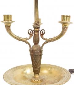 Pair of French Empire Style Bronze Table Lamps with Green Tole Shade - 4652795