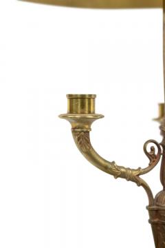 Pair of French Empire Style Bronze Table Lamps with Green Tole Shade - 4652796