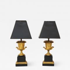 Pair of French Empire Style Bronze Urn Lamps - 1995223