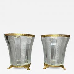 Pair of French Empire Style Cut Glass and Bronze Mounted Vases - 4133159