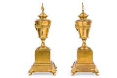 Pair of French Empire Style Gilt Bronze Urns - 4201763
