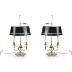 Pair of French Empire Style Silver Plate Table Lamps - 4708648