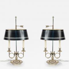 Pair of French Empire Style Silver Plate Table Lamps - 4708703