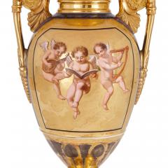 Pair of French Empire period gilt ground porcelain vases - 3943008