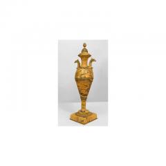 Pair of French Empire style 19th Cent yellow marble urns - 4634183