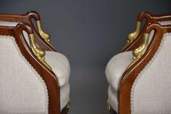 Pair of French Empire style mahogany upholstered armchairs - 4805857