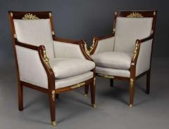 Pair of French Empire style mahogany upholstered armchairs - 4805868