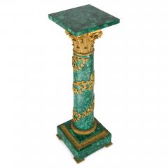 Pair of French Empire style malachite and gilt bronze pedestals - 3858823