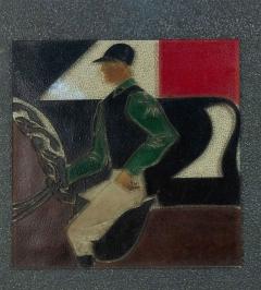 Pair of French Etched Polo Player Wall Plaques - 4197980