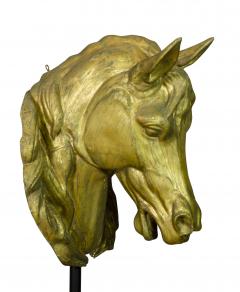 Pair of French Gilded Zinc Horse Heads - 3915900