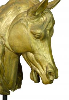 Pair of French Gilded Zinc Horse Heads - 3915902