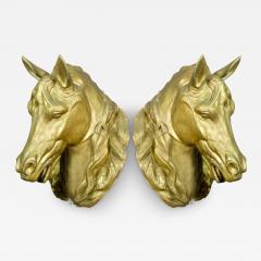 Pair of French Gilded Zinc Horse Heads - 3918133