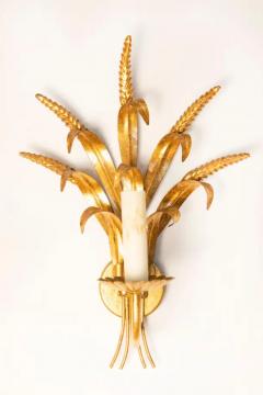 Pair of French Gilt Metal Ear of Wheat Sconces Inspired By Coco Chanel Wired - 3660879