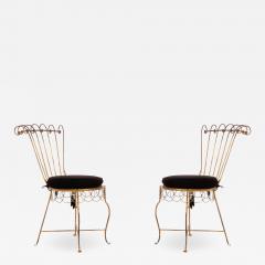 Pair of French Gilt Metal Side Chairs - 1382882