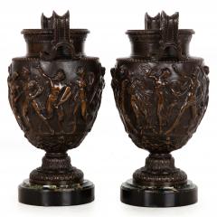 Pair of French Grand Tour Antique Bronze Townley Vases Urns circa 1870 - 4561850