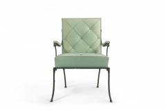 Pair of French Green Cushions Iron Arm Chairs - 1378635