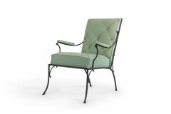 Pair of French Green Cushions Iron Arm Chairs - 1378636