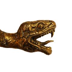 Pair of French Handcrafted Brass Snake Door Pull Handles 1960s - 4747507