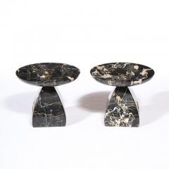 Pair of French High Style Art Deco Exotic Marble Tazzas with Foliate Detailing - 4231354