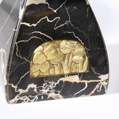 Pair of French High Style Art Deco Exotic Marble Tazzas with Foliate Detailing - 4231358