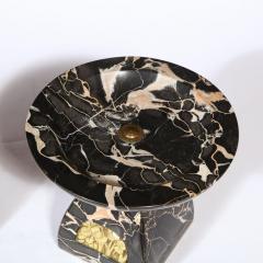 Pair of French High Style Art Deco Exotic Marble Tazzas with Foliate Detailing - 4231361
