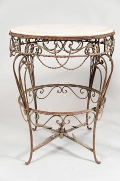 Pair of French Iron Tables with Marble Tops - 3803537