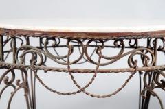 Pair of French Iron Tables with Marble Tops - 3803610