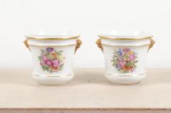 Pair of French Late 18th Century Paris Porcelain Cachepots with Floral D cor - 3426989