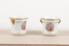 Pair of French Late 18th Century Paris Porcelain Cachepots with Floral D cor - 3426997