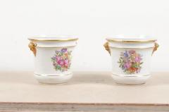 Pair of French Late 18th Century Paris Porcelain Cachepots with Floral D cor - 3427001