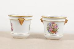 Pair of French Late 18th Century Paris Porcelain Cachepots with Floral D cor - 3427083