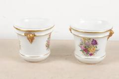 Pair of French Late 18th Century Paris Porcelain Cachepots with Floral D cor - 3427109