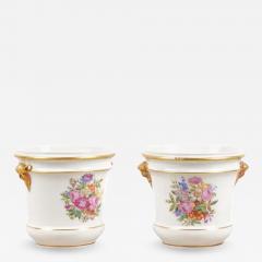 Pair of French Late 18th Century Paris Porcelain Cachepots with Floral D cor - 3431465