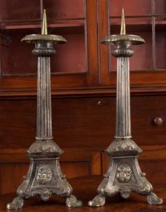 Pair of French Late 19th Century Silver Plate Altar Candlesticks - 1440329