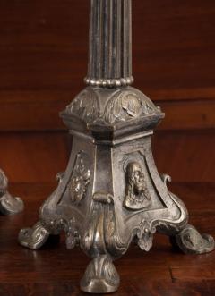 Pair of French Late 19th Century Silver Plate Altar Candlesticks - 1440331