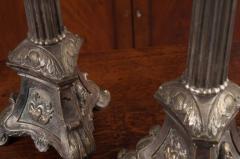Pair of French Late 19th Century Silver Plate Altar Candlesticks - 1440336