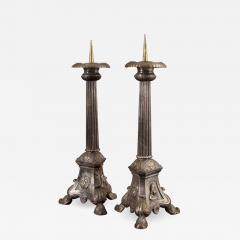 Pair of French Late 19th Century Silver Plate Altar Candlesticks - 1440740