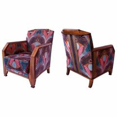 Pair of French Late Art Deco Mahogany Bergeres Club Chairs Maurice Dufrene - 4172382
