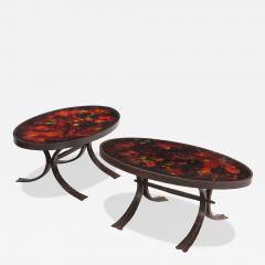 Pair of French Lava Stone and Wrought Iron Tables C 1970 - 4638884