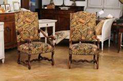 Pair of French Louis XIII Style 19th Century Os de Mouton Wooden Fauteuils - 3521487