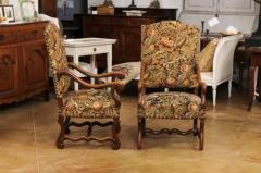 Pair of French Louis XIII Style 19th Century Os de Mouton Wooden Fauteuils - 3521492