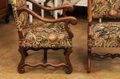 Pair of French Louis XIII Style 19th Century Os de Mouton Wooden Fauteuils - 3521493